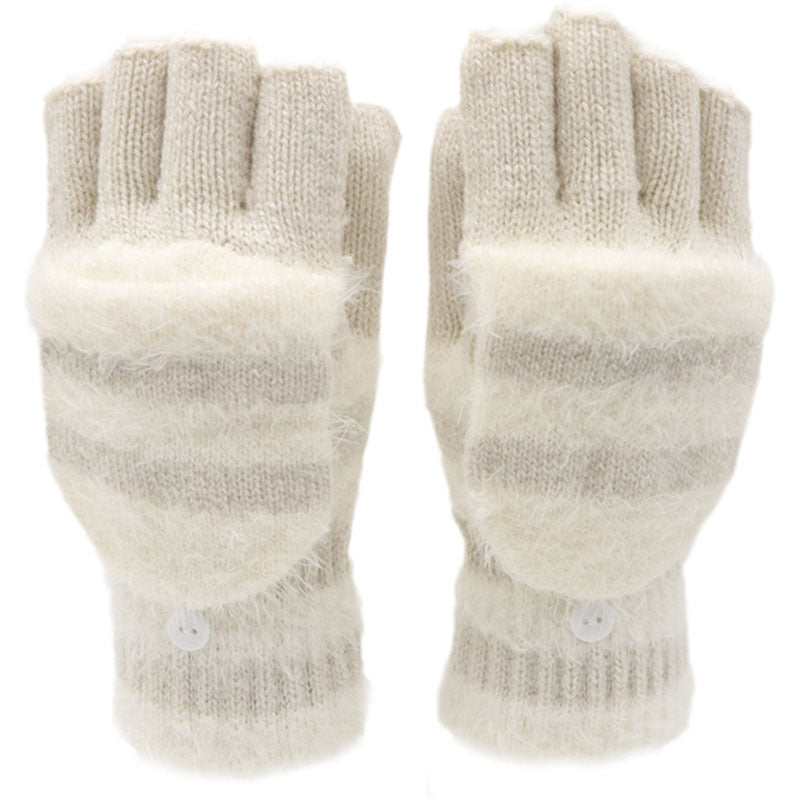 Flip Half Finger Knitting Wool Gloves Limorista