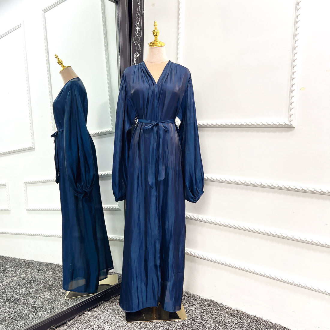 Elegant Long Dress With Waist Puff Sleeves For Ladies Limorista