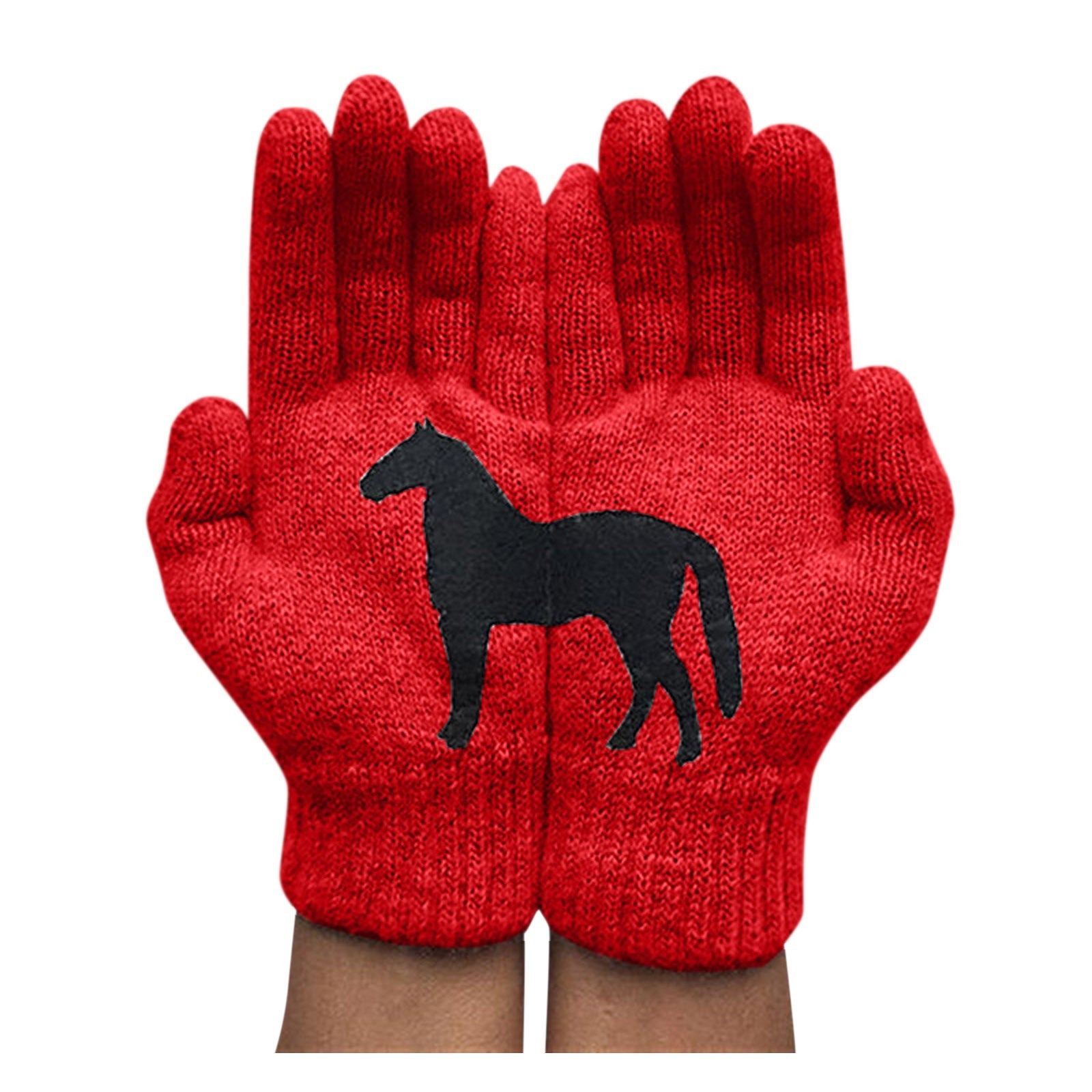 Dark horse print personality fun woolen gloves Limorista