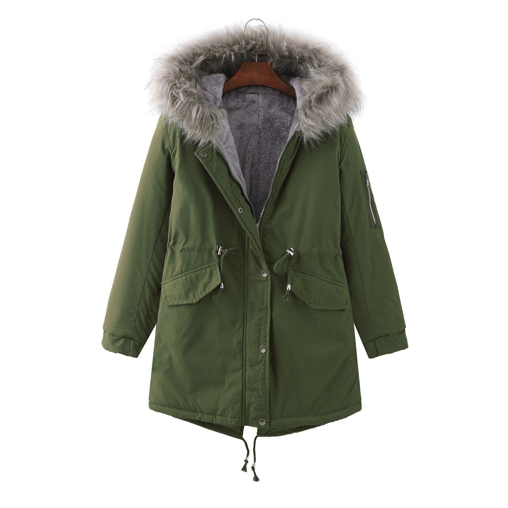 Winter Clothing Fleece-lined Thickened European Size Cotton-padded Coat Limorista