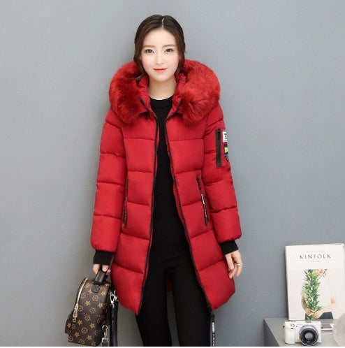 Slim thick cotton jacket large fur collar cotton suit Limorista