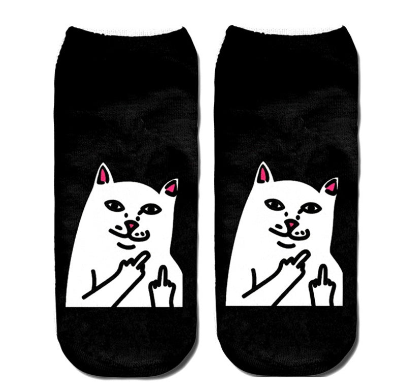 Popular Funny Unisex Short Socks 3D Cat Printed Anklet Socks Casual Socks Limorista