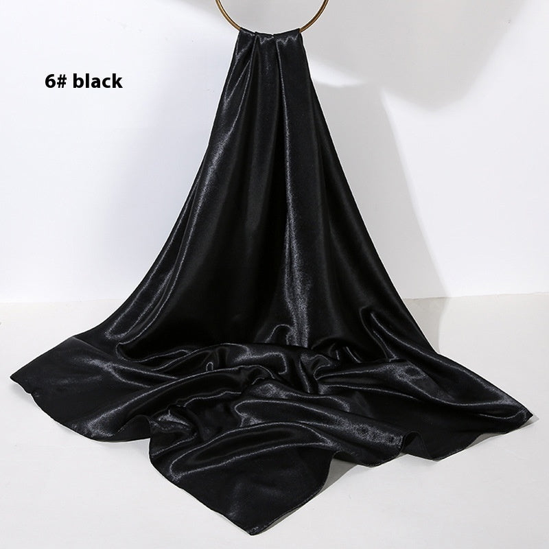 Pure Color Silk Scarf Artificial Silk 90cm Shiny Satin Shawl Limorista