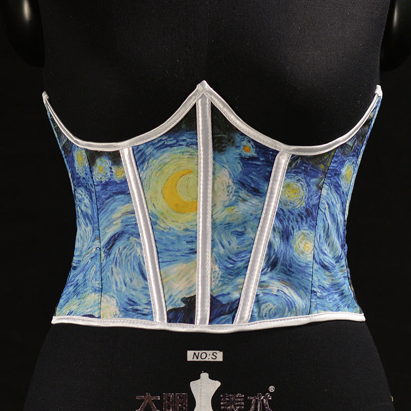 21cm Short Oil Painting Style Monet Starry Night Belt Limorista