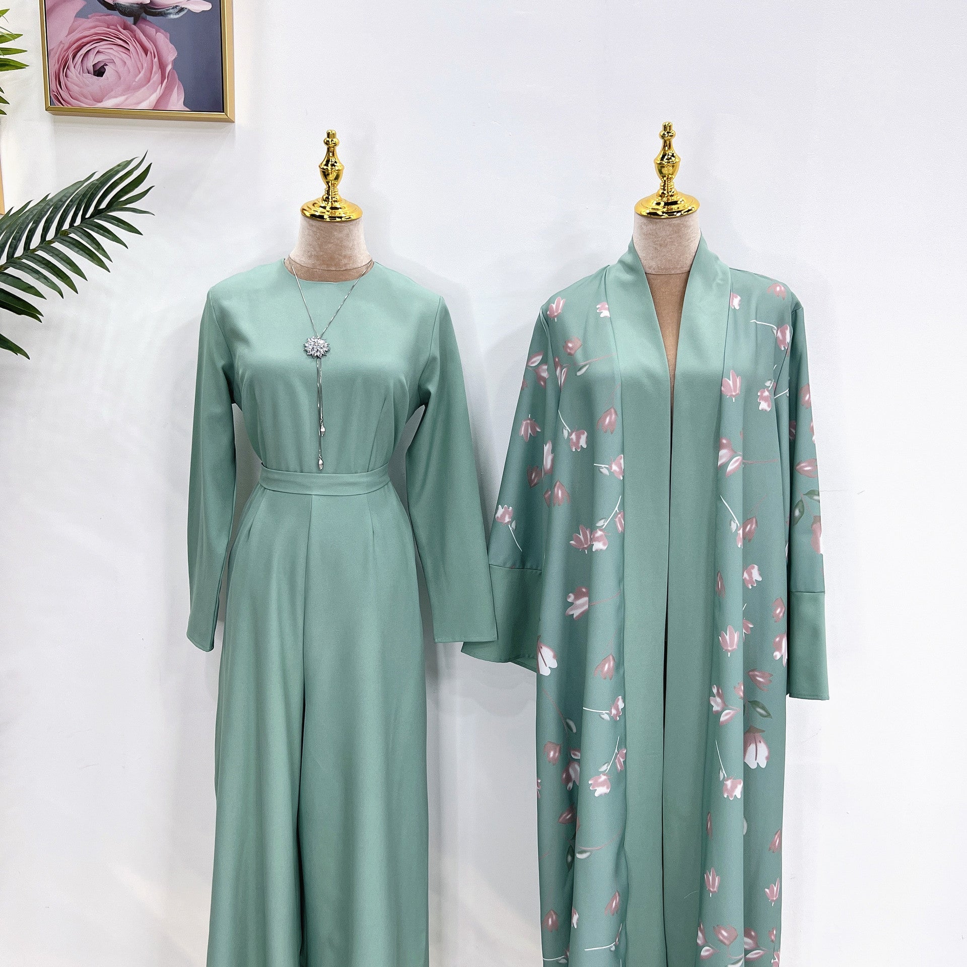 Middle East DUBAI Turkish Robe Solid Color Jumpsuit Limorista