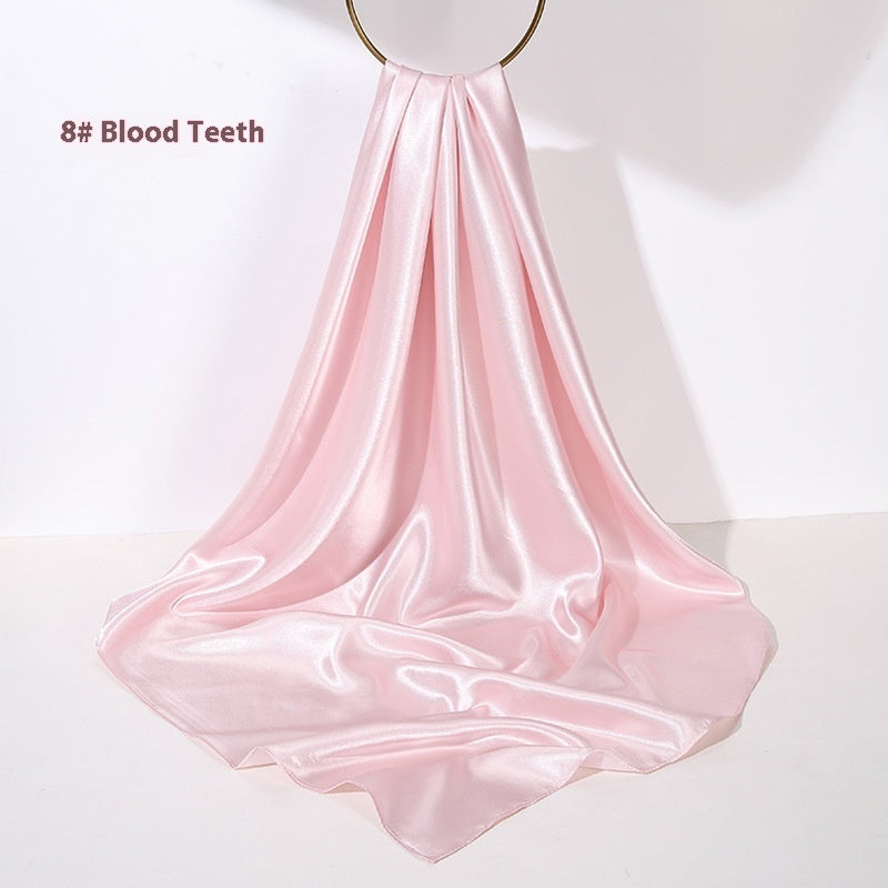 Pure Color Silk Scarf Artificial Silk 90cm Shiny Satin Shawl Limorista
