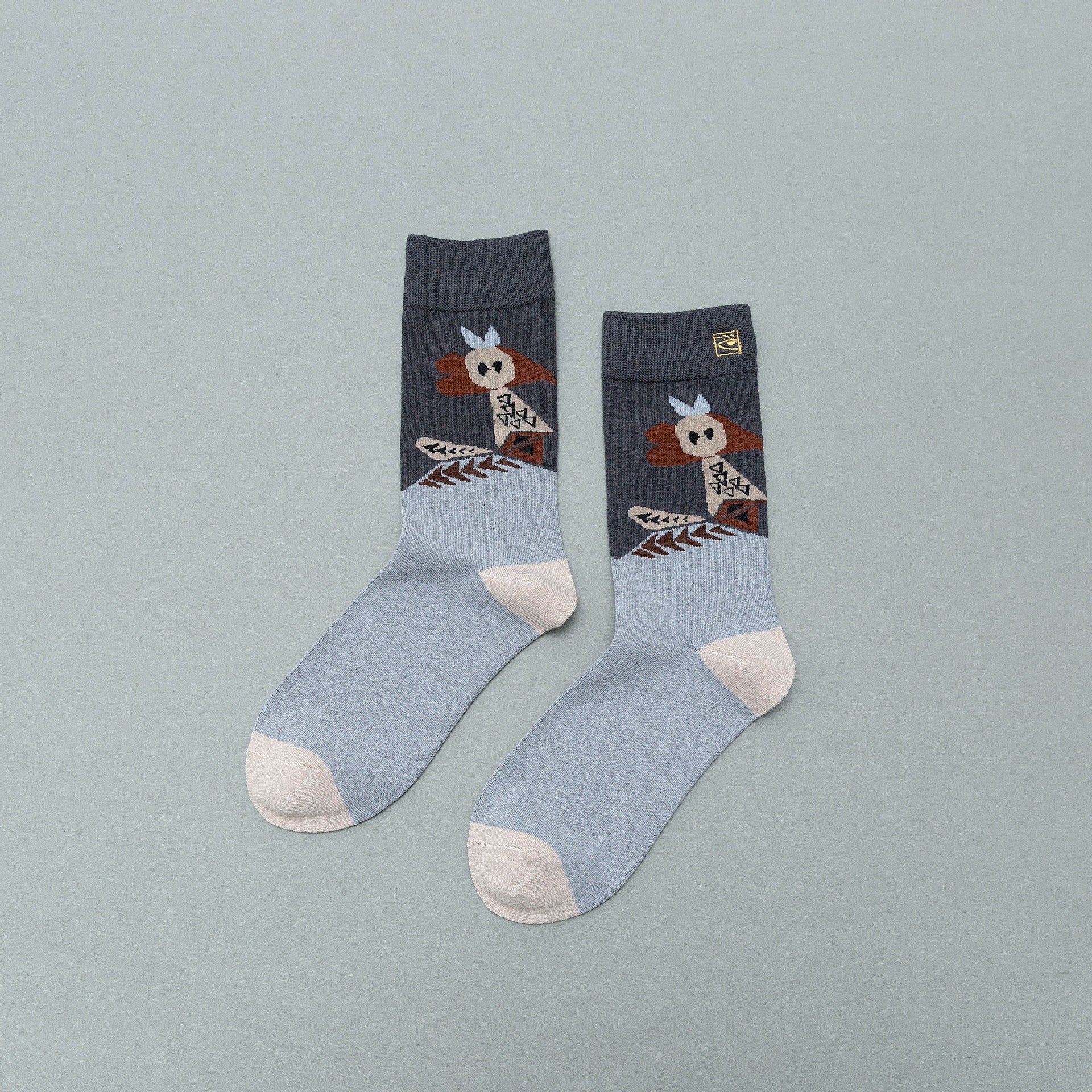 Personality contrast color graffiti character in tube socks Street style fashion cotton socks Limorista