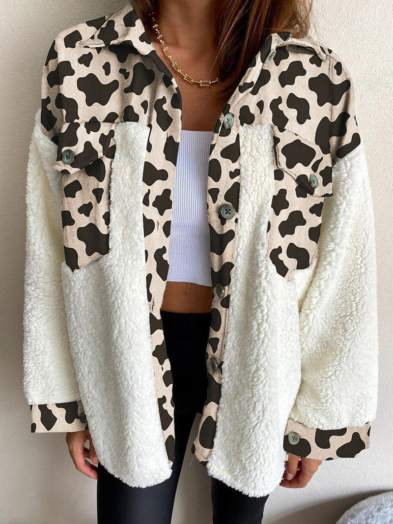 Ladies Fleece Jacket Leopard Print Plush Limorista