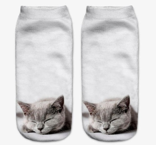 Popular Funny Unisex Short Socks 3D Cat Printed Anklet Socks Casual Socks Limorista
