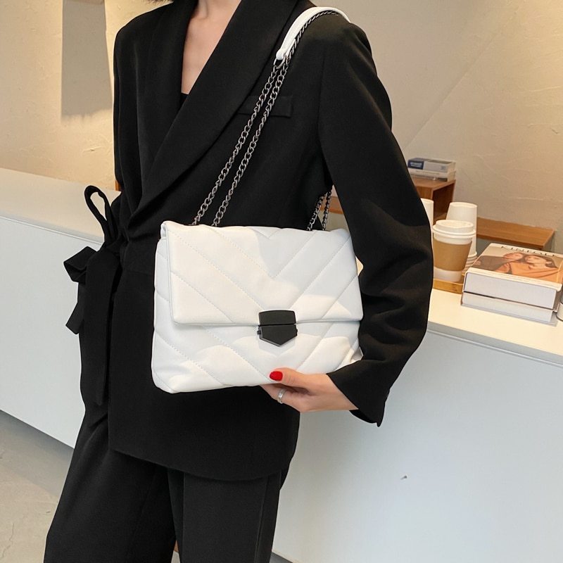 Embroidery Thread Small PU Leather Crossbody Bags for Women Trend Hand Bag Women&