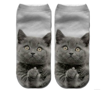 Popular Funny Unisex Short Socks 3D Cat Printed Anklet Socks Casual Socks Limorista