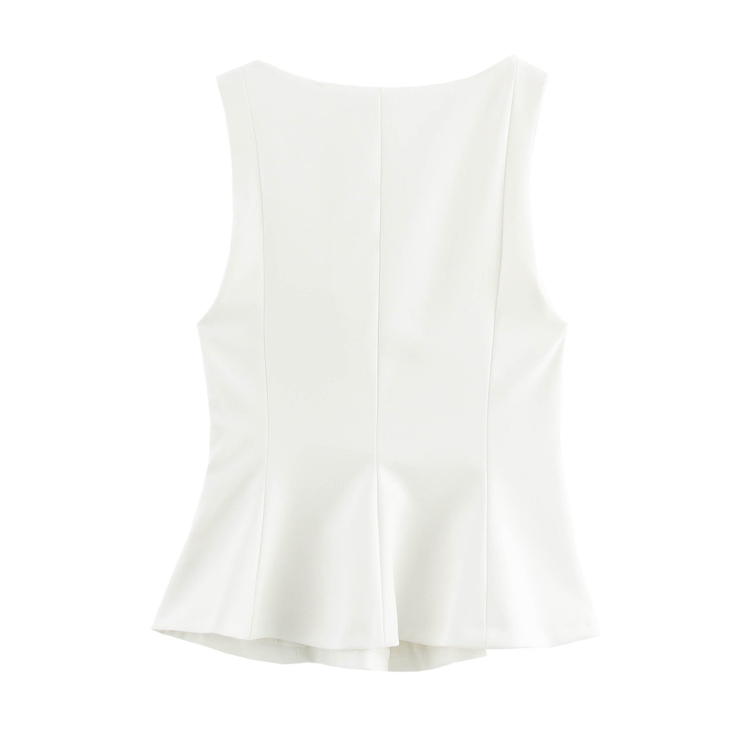Pleated Slim-fit Square Collar Sleeveless Small Top Limorista