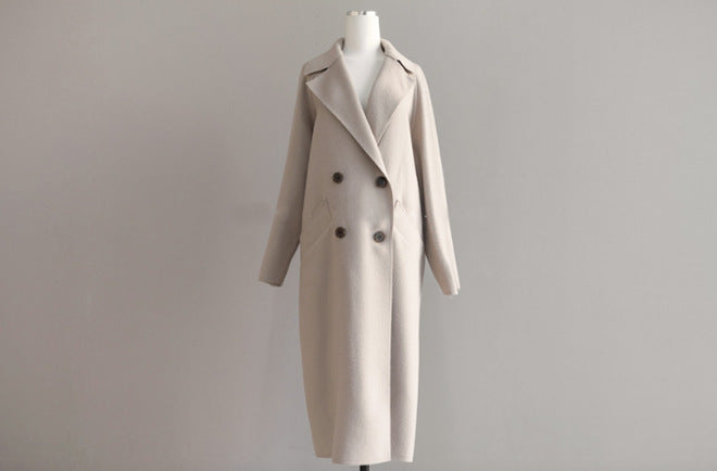 Korean Style Temperament Mid-length Over-the-knee Double-sided Cashmere Woolen Coat Limorista