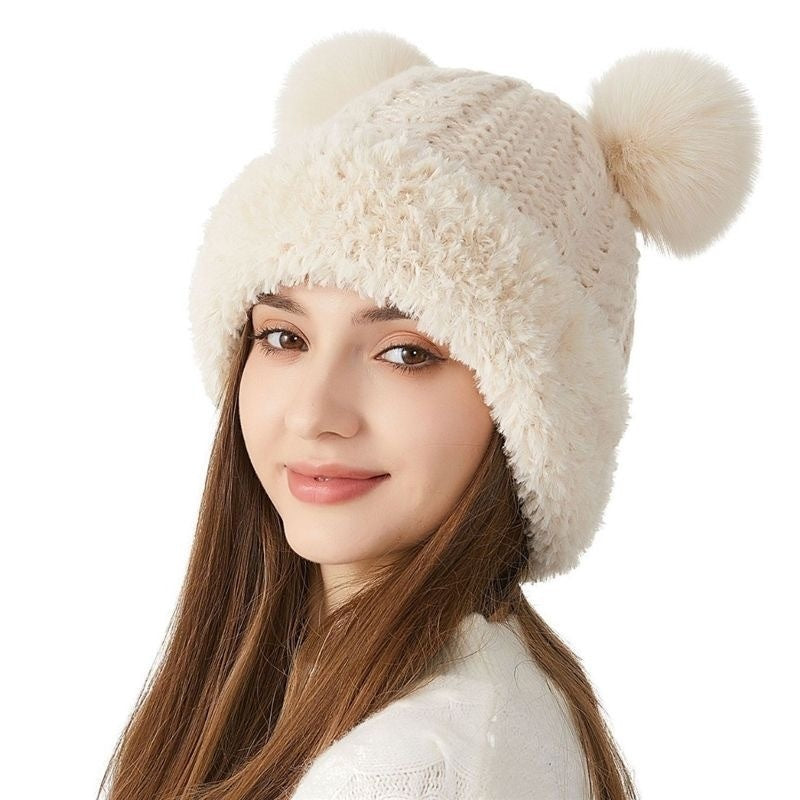 Winter Cute Fur Ball Knitted Hat Children Outdoor Limorista