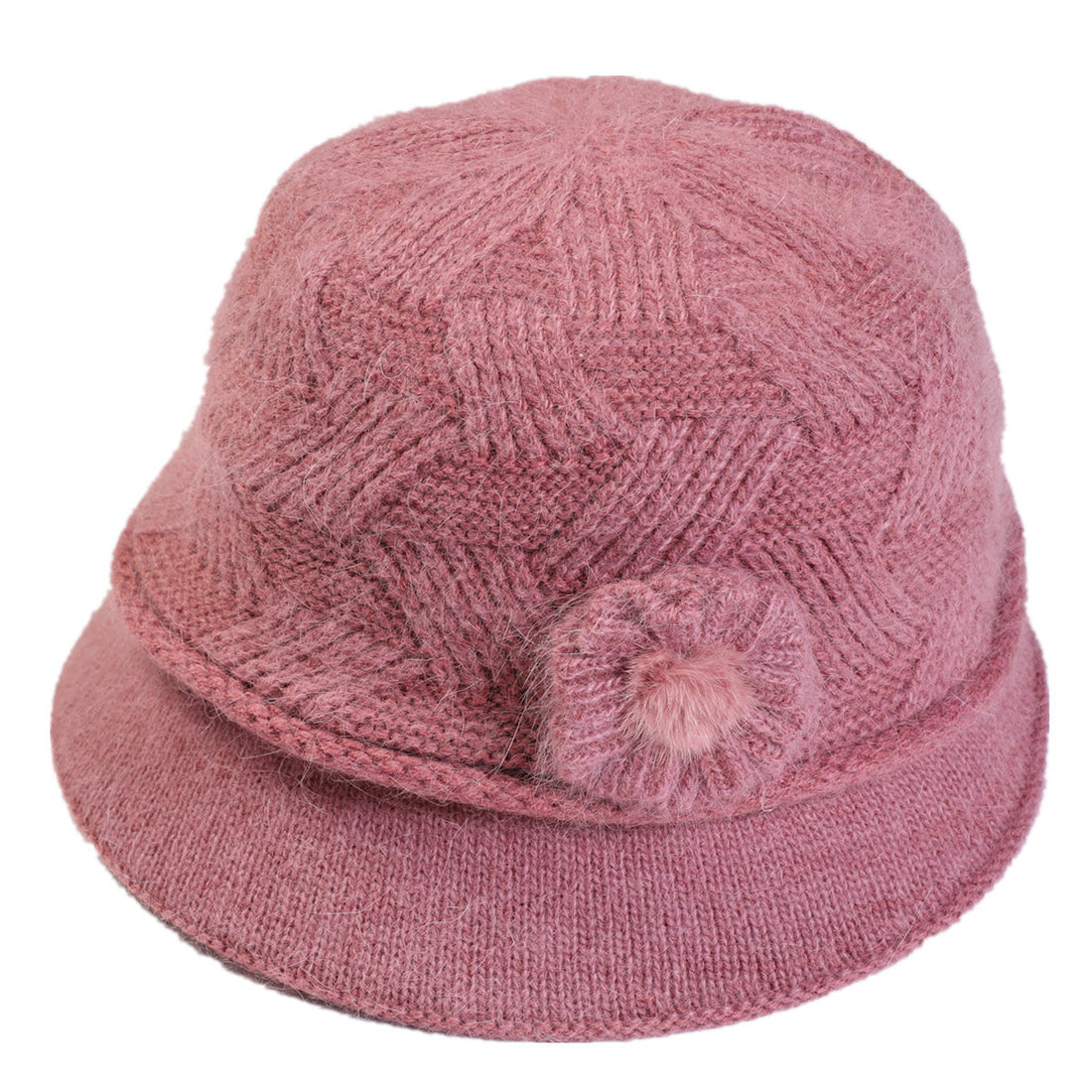 Knitted Hat New Ladies Autumn And Winter Flowers Mother Rabbit Woolen Pot Hat Plus Velvet Limorista