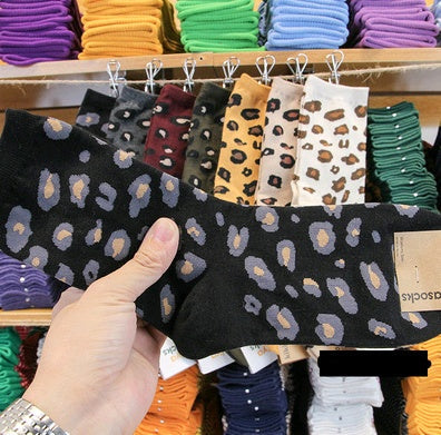 Leopard socks, female leopard, personality, tide, autumn and winter, Korean version, stockings Limorista