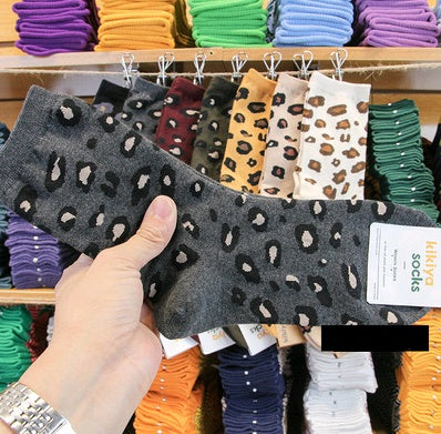 Leopard socks, female leopard, personality, tide, autumn and winter, Korean version, stockings Limorista