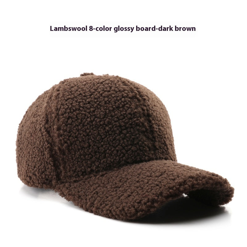 Baseball Cap Fashion Retro Solid Color Lamb Wool Curved Brim Limorista