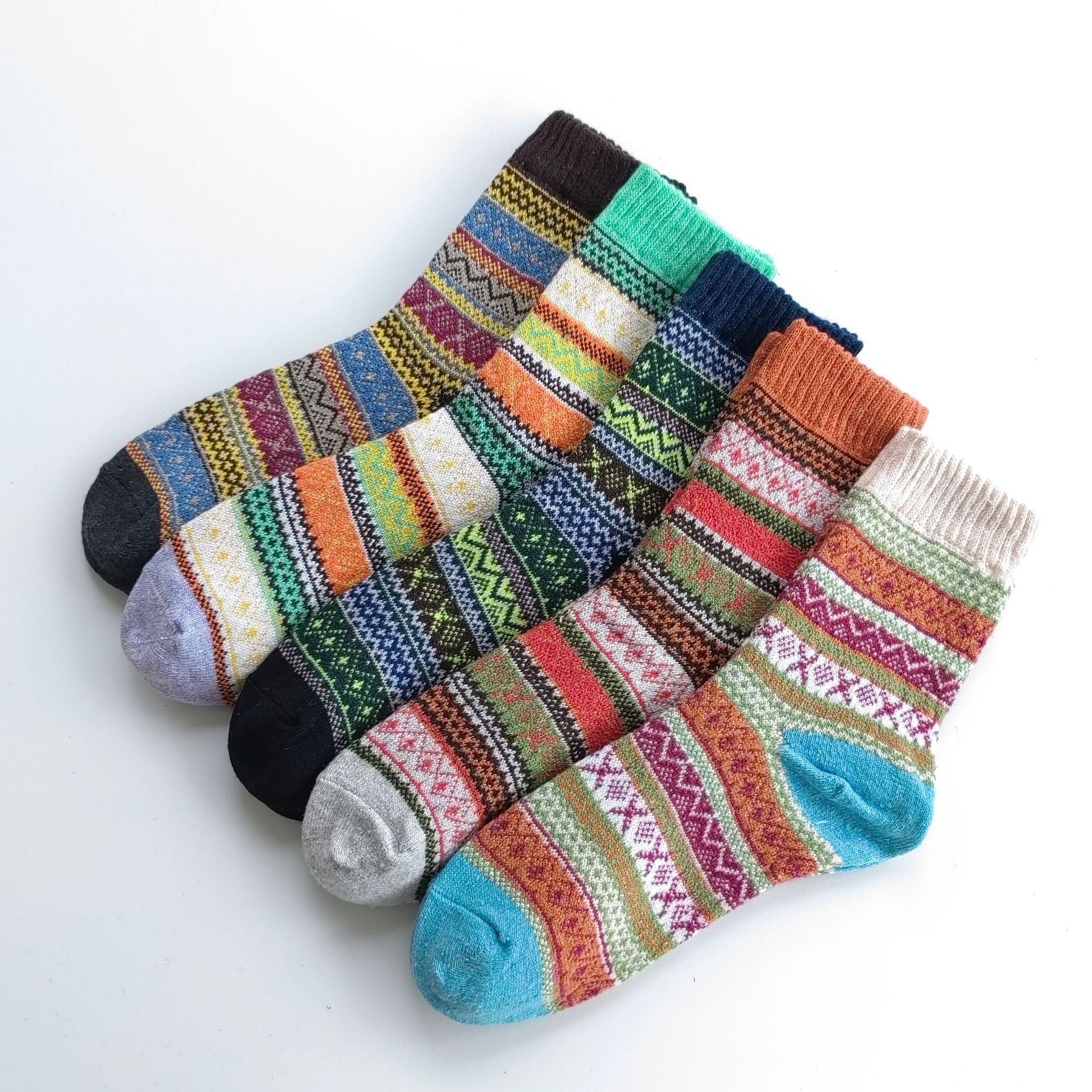 Winter Rhombus Wool Socks Thick Line Medium Tube Limorista