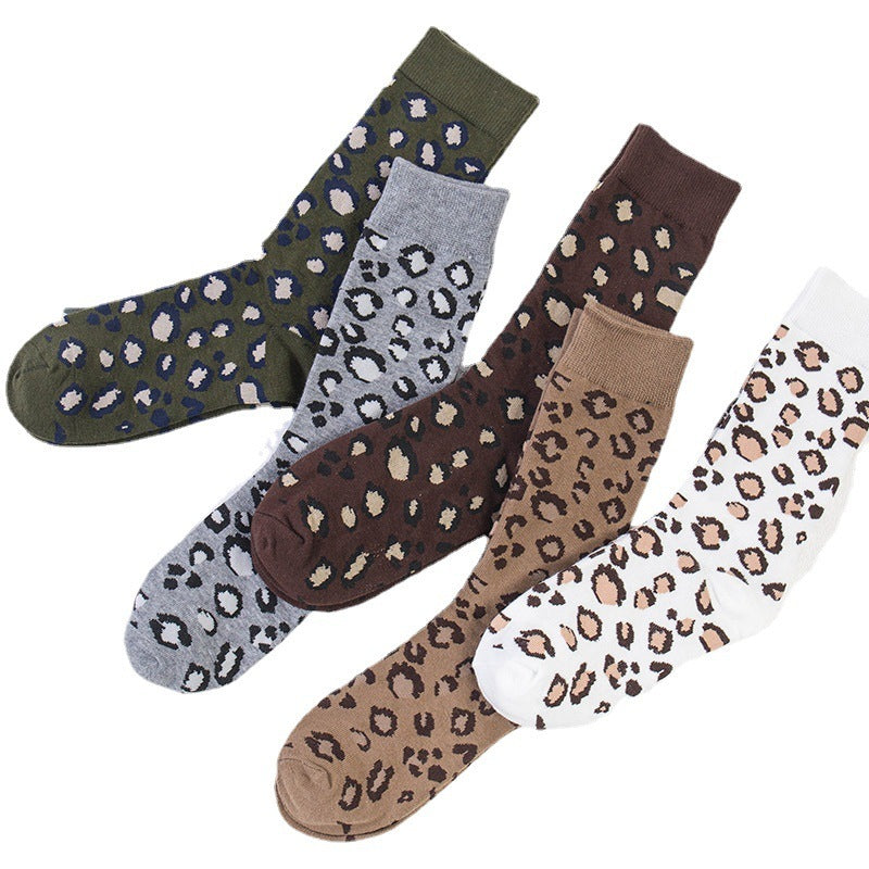 Autumn And Winter Cotton Leopard Print Tube Socks Limorista