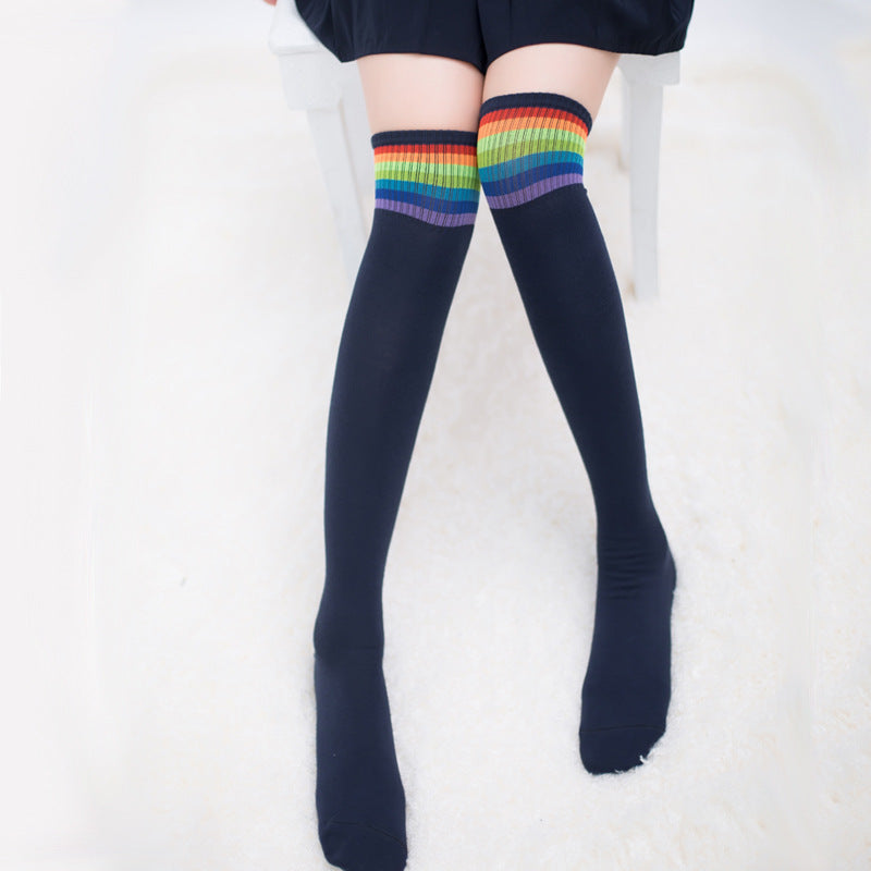 Rainbow long socks fall and winter knee socks Limorista