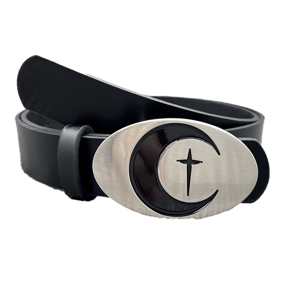 Personalized Distressed Metal Oval Moon Snap Button Decoration Belt Limorista