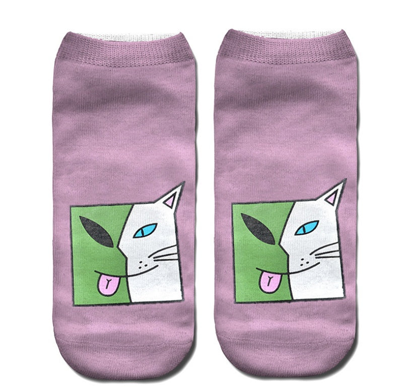 Popular Funny Unisex Short Socks 3D Cat Printed Anklet Socks Casual Socks Limorista