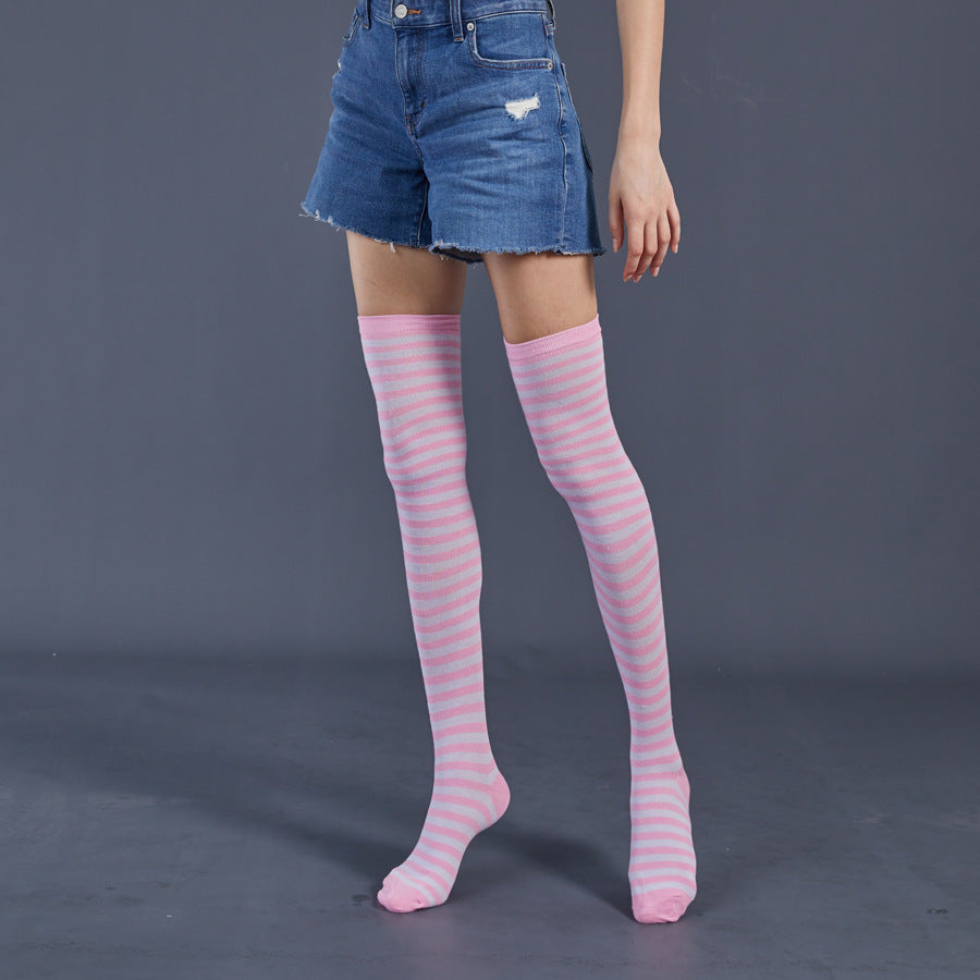 Thin Stripes Stockings Over The Knee Thickened High Tube Ladies Dance Party Performance Socks Limorista