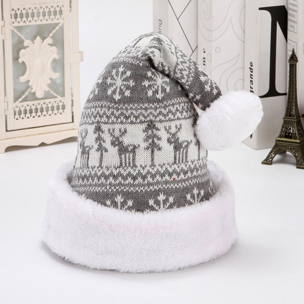 Snowflake Deer Knitted Wool Flannel Christmas Hat Limorista