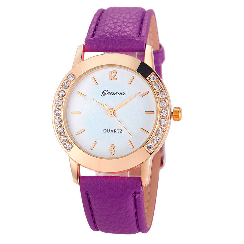 Bilateral Diamond Ladies Belt Casual Watch Geneva Women&