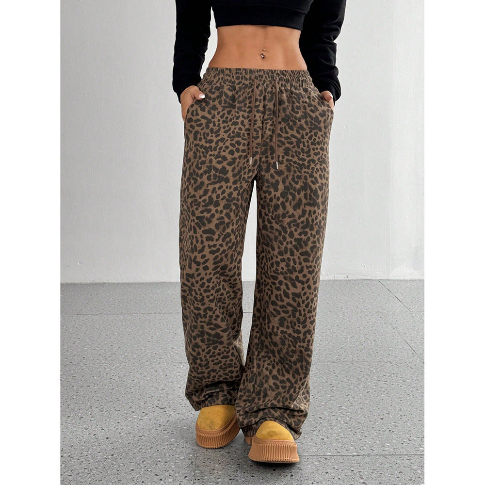 Leopard Print Floral Print Casual Jumpsuit Wide Leg Loose Limorista