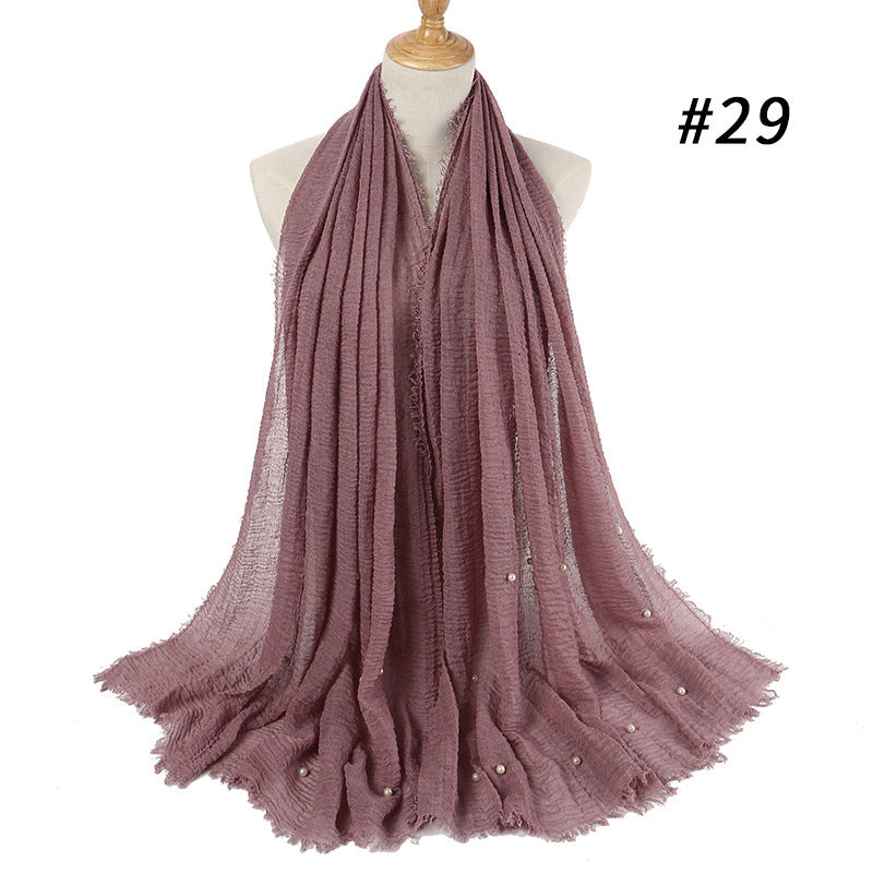 Cotton and linen crumpled monochrome scarf Limorista