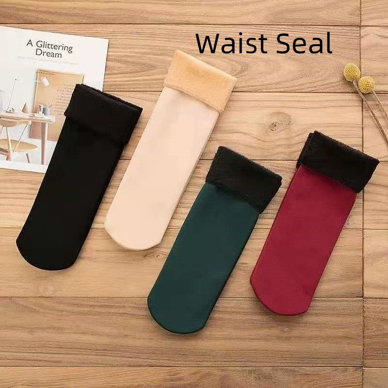 Fleece Lined Padded Warm Keeping Snow Socks Women Mid-high Tube Long Limorista