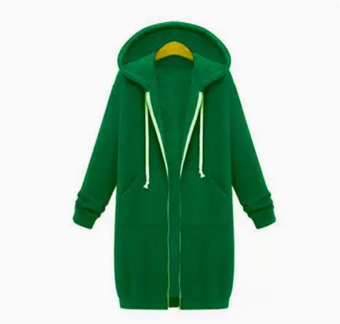 Hooded Long Sleeve Sweater Fleece Long Jacket Limorista