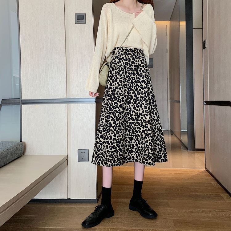 Leopard Print Skirt Women&