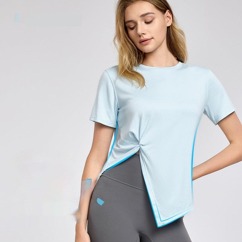New Yoga Wear Short Sleeve Split Breathable Exercise Top Limorista