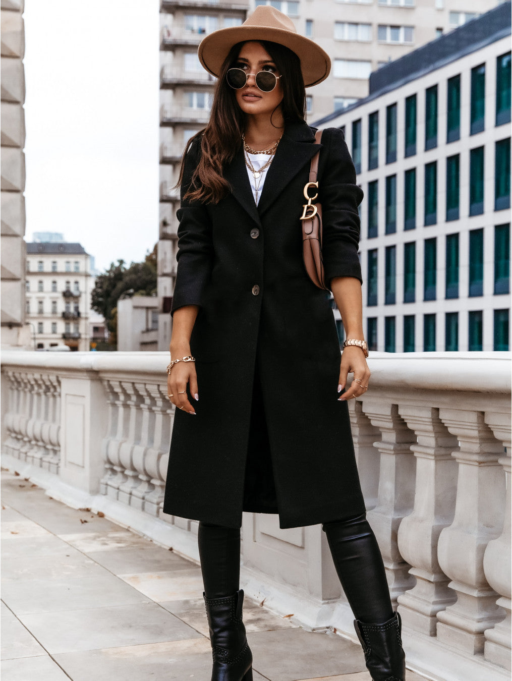 Solid Color Long-sleeved Suit Collar Woolen Coat Jacket Limorista