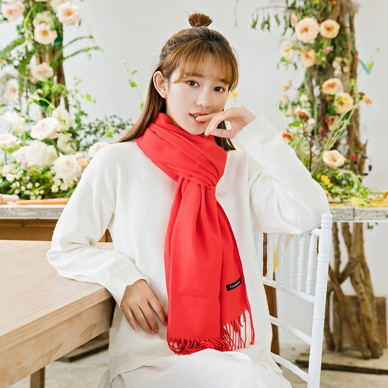 Pure Color Warm Keeping Scarf All-match Cashmere Shawl Limorista