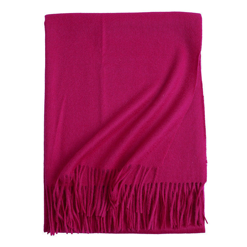 New Solid Color Wool Long Beard Warm Tassel Scarf Thick Limorista