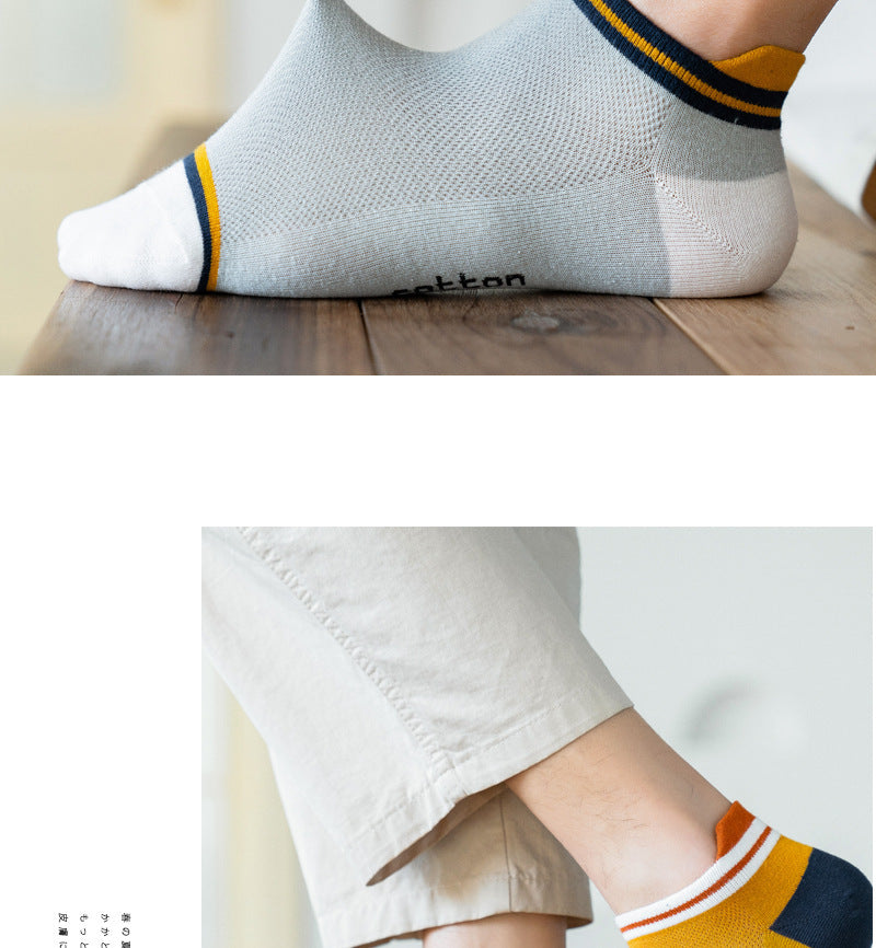 Socks Male Socks Sweat-absorbent Breathable Short Pure Cotton Socks Spring And Summer Thin Low-top Sports Mesh Men&