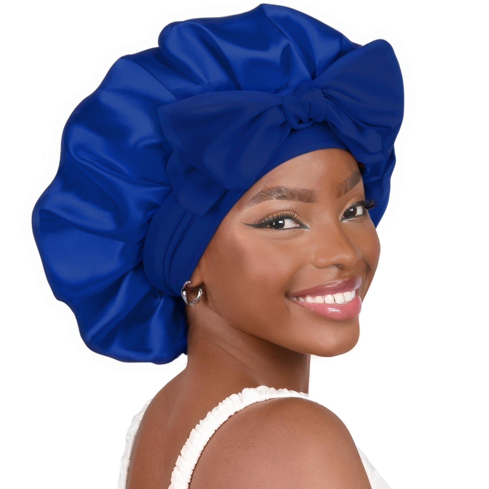 Double-layer Ribbon Round Cap Bow Hair Care Wide-brimmed Hat Limorista
