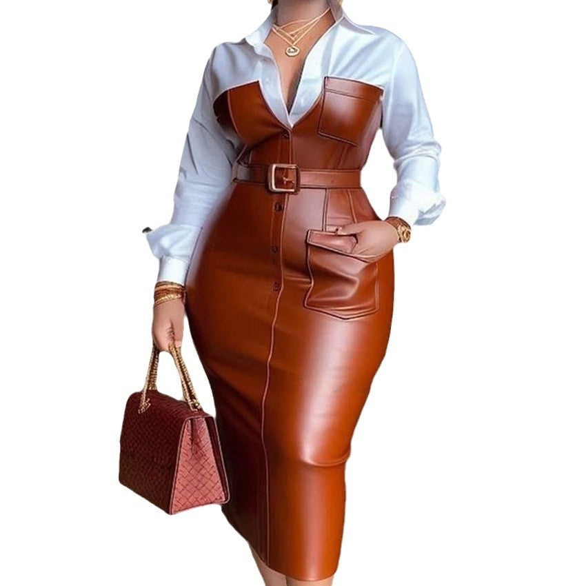 New Temperament Commute Stitching Contrasting-color Dress Limorista