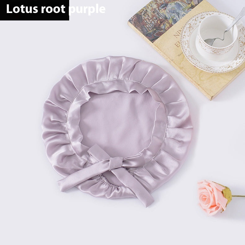 Encrypted Satin Silk Plain Satin Confinement Household Hair Care Lace-up Nightcap Limorista