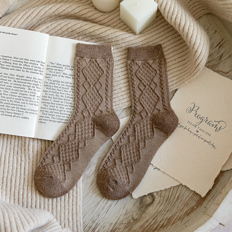 Solid Color Fashion Warm Classic Pattern Wool Socks Limorista
