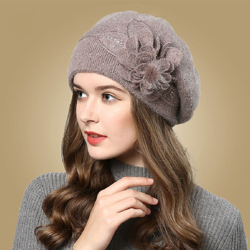 Autumn Winter All-match Rabbit Fur Knitted Woolen Cap Women Limorista