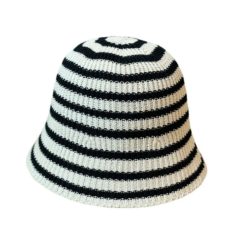 Sunshade Leisure Striped Knitted Dome Bucket Foldable Tide Bucket Hat Limorista