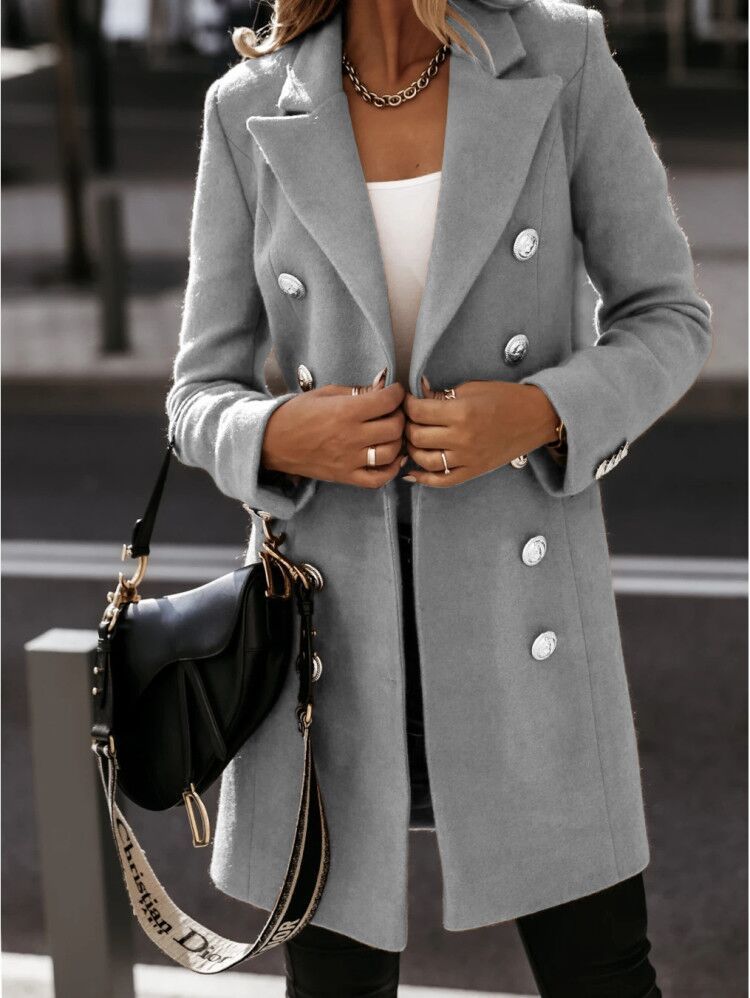 Long-sleeved Suit Collar Double-breasted Coat Coat Women Limorista
