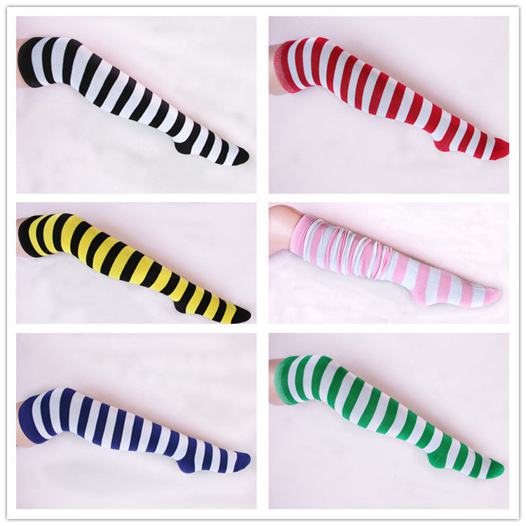 Wild striped long tube bottoming socks Limorista
