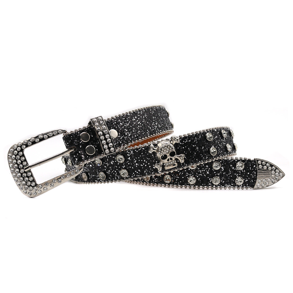 Rhinestone Skull Wide Belt Men Limorista