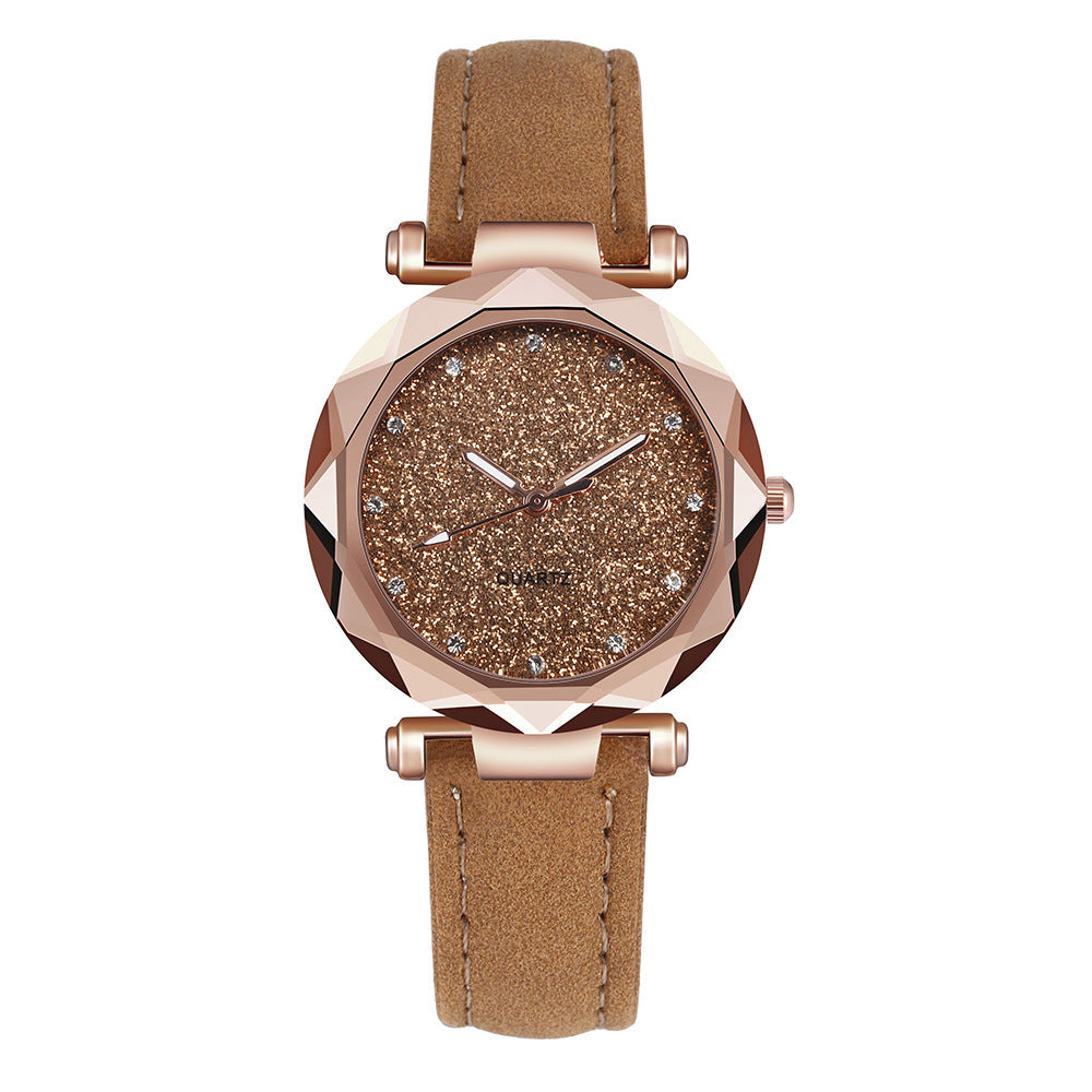 Casual Women Romantic Starry Sky Wrist Watch Leather Rhinestone Designer Ladies Clock Limorista
